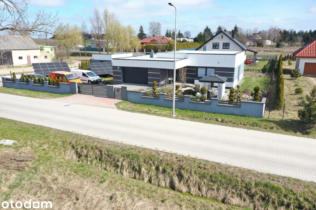 Nowoczesny dom parterowy z garażem, 176 m²