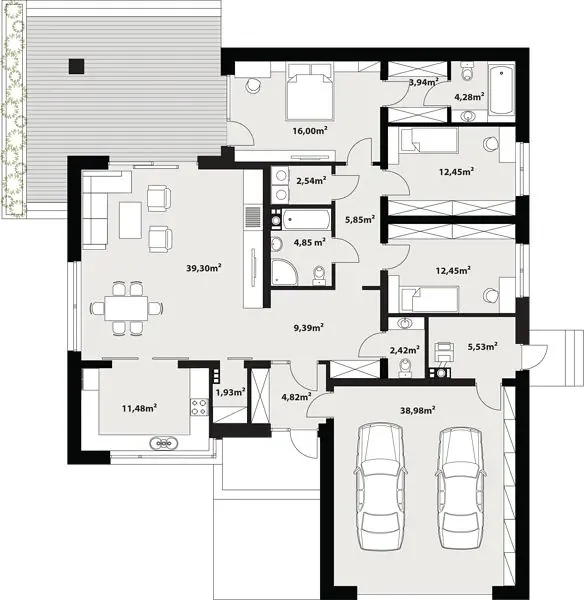 Nowoczesny dom parterowy z garażem, 176 m² — zdjęcie 11 z 12